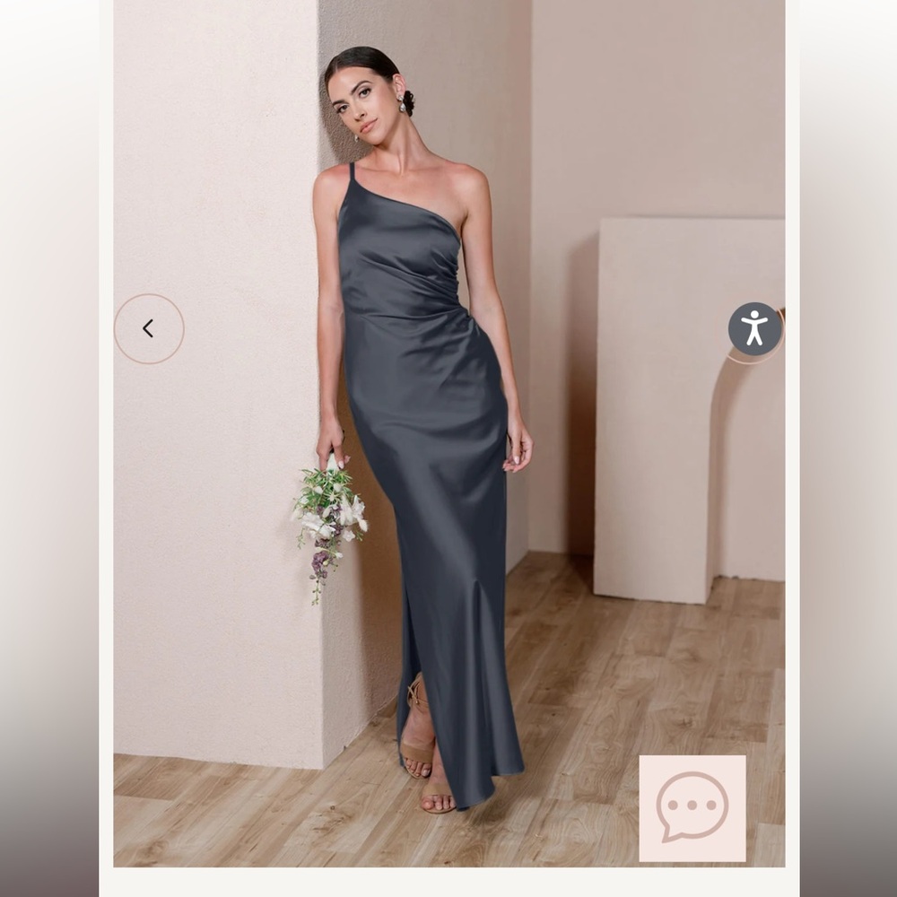 Revelry One-Shoulder Maxi Dress in Slate Gray